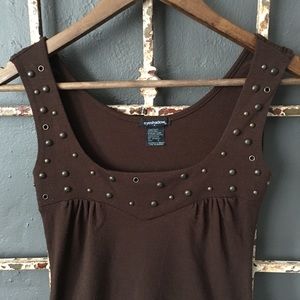 Eyeshadow Brown Square Neck Tunic Tank Top Size S
